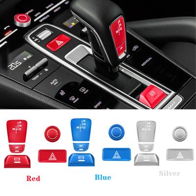 5Pcs/Set Car Central Control Gear Panel P Handbrake Multimedia Knob Warning Light Button Sticker For Porsche Cayenne 2018-2022