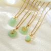 Hetian Jade Wushi Pai Pendant Necklace, Women's National Trend, Palace Style, Imitation Jade, Titanium Steel Clavicle Chain Jewelry.