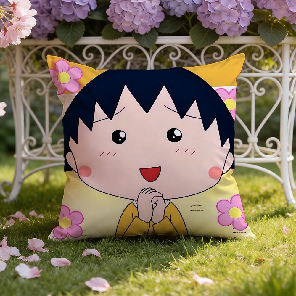Cute anime C-Chibi M-Maruko Chan Cushion Cover Home & Car Dual-Scene Pillow Cover: Reversible for Premium Comfort