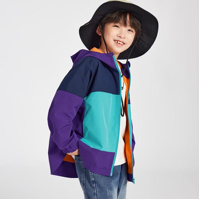Boys Color Block Hooded Outdoor Jacket 120