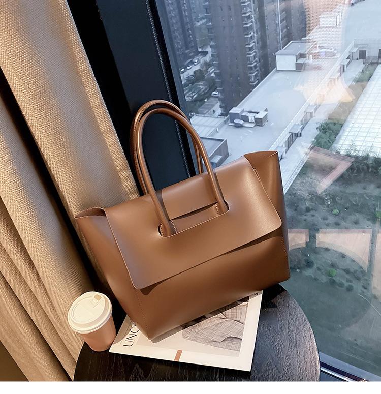 Solid color bag women's 2026 new large-capacity textured satchel Korean business commuter handbag tote bag