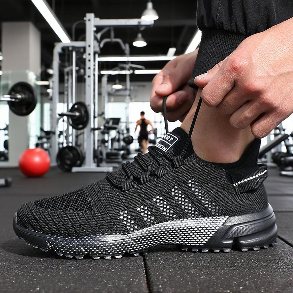 Sports men's shoes summer new large size fly-woven breathable mesh shoes men's non-slip and wear-resistant casual running shoes men
