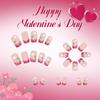 24Pcs Valentines Glitters Sparkling Heart French False Nail Short Square Press On Nail Pink Blush Flame Design Easy Application Multiple Sizes