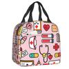 Custom Doctor Nurse Medical Medicine Insulated Lunch Tote Bag for Women Portable Thermal Cooler Food Lunch Box School