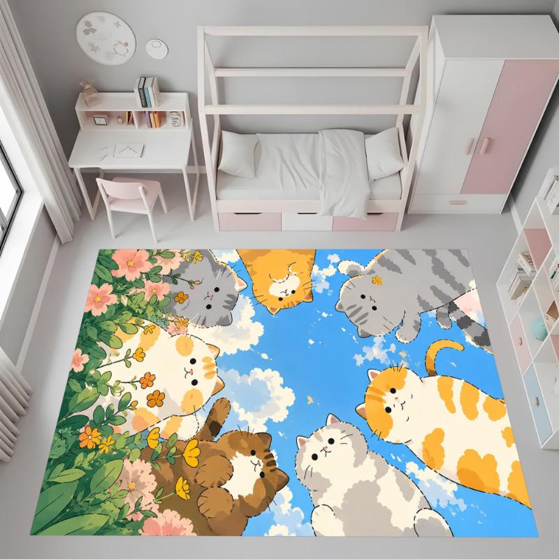 Tropical Jungle Cartoon Wild Animal print large Rug,living room sofa,bedroom bedside,dining room Entry Door Mat,Washable Rug