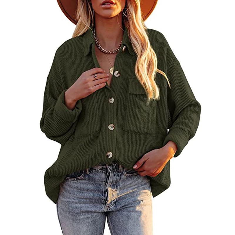 Women's 2026 Autumn/Winter Corduroy Long Sleeve Pocket Cardigan