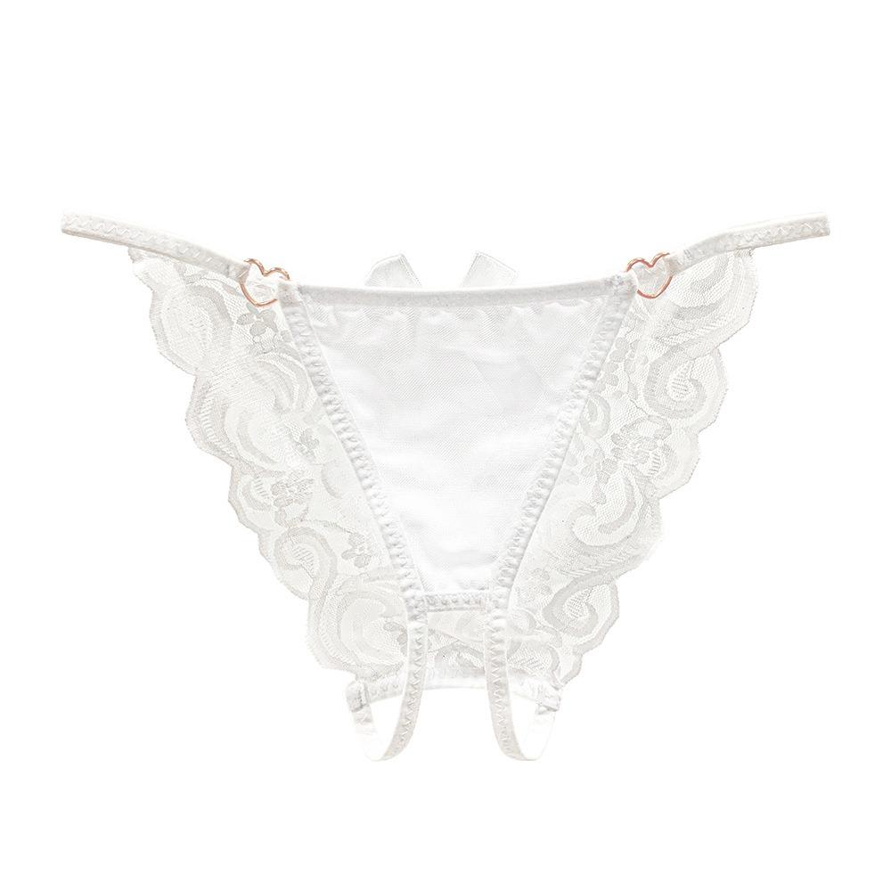 Pure Desire Bow Beautiful Buttocks Seduction Sexy Panties Women's Perspective Lace Bed Passion Tease Open Crotch Free Shorts