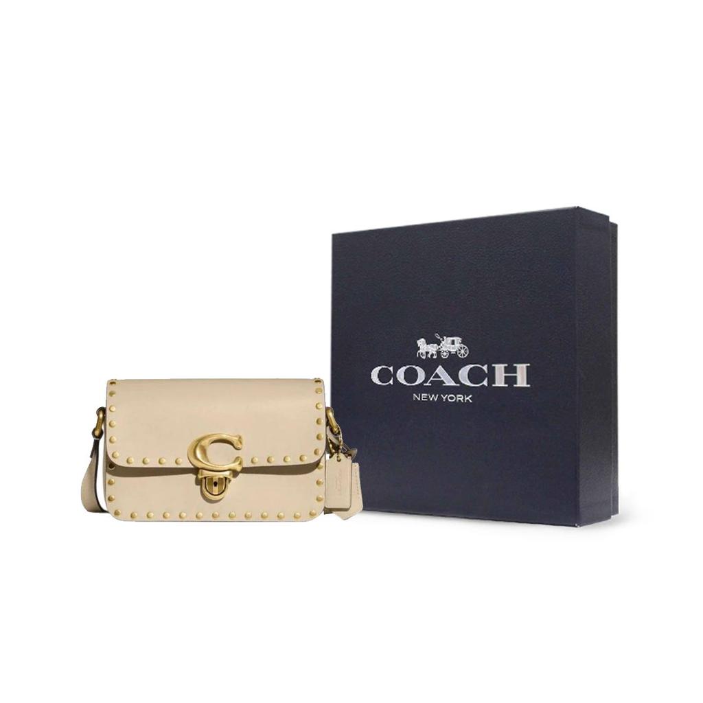 Coach Studio 19 Lock Flap Crossbody Bag With Studded Decoration Women Crossbody Bag Ivory CC384-B4IY
