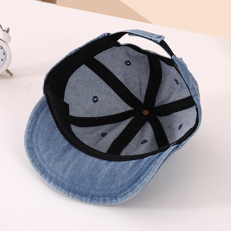 New Denim Letter Baby Baseball Caps Summer Vintage Soft Brim Outdoor Sun Hats For Baby Boy Casual Sports Kids Peaked Hats