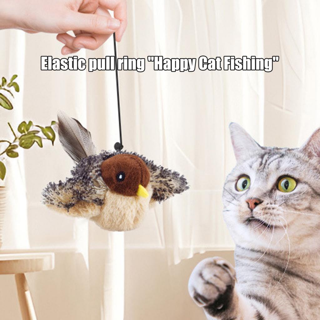 Flappy Bird Cat Toy Cute Flapping Wings Bird Toy for Cats Interactive Kitten Exercise Toy Touch Activated Catnip Toys Sandpiper