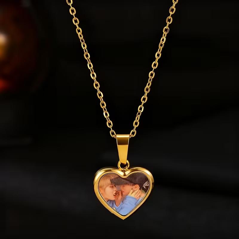 Custom Image Heart Locket Necklace For Women Stainless Steel Personalized Secret Romantic Anniversary Lover Jewelry Mama Gifts