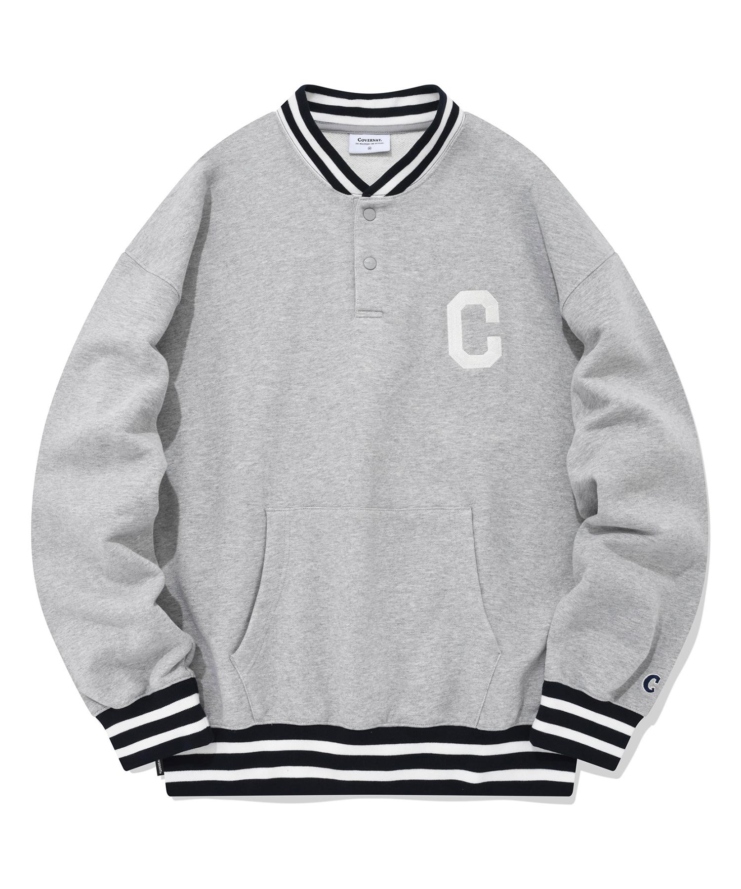 Covernat Худи оверсайз в стиле varsity с логотипом C, меланжево-серый M