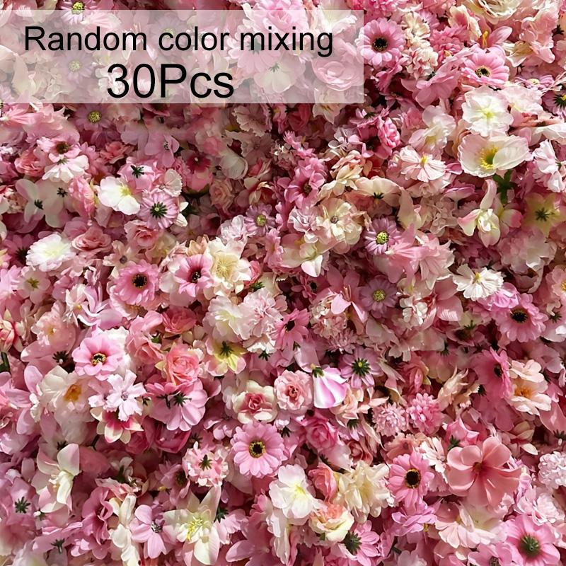 30/40/50Pcs Fishing Line Bohemian Style Artificial Flowers Floating Petals Water Falls Set Random Pink Flowers Pink DIY Pendants