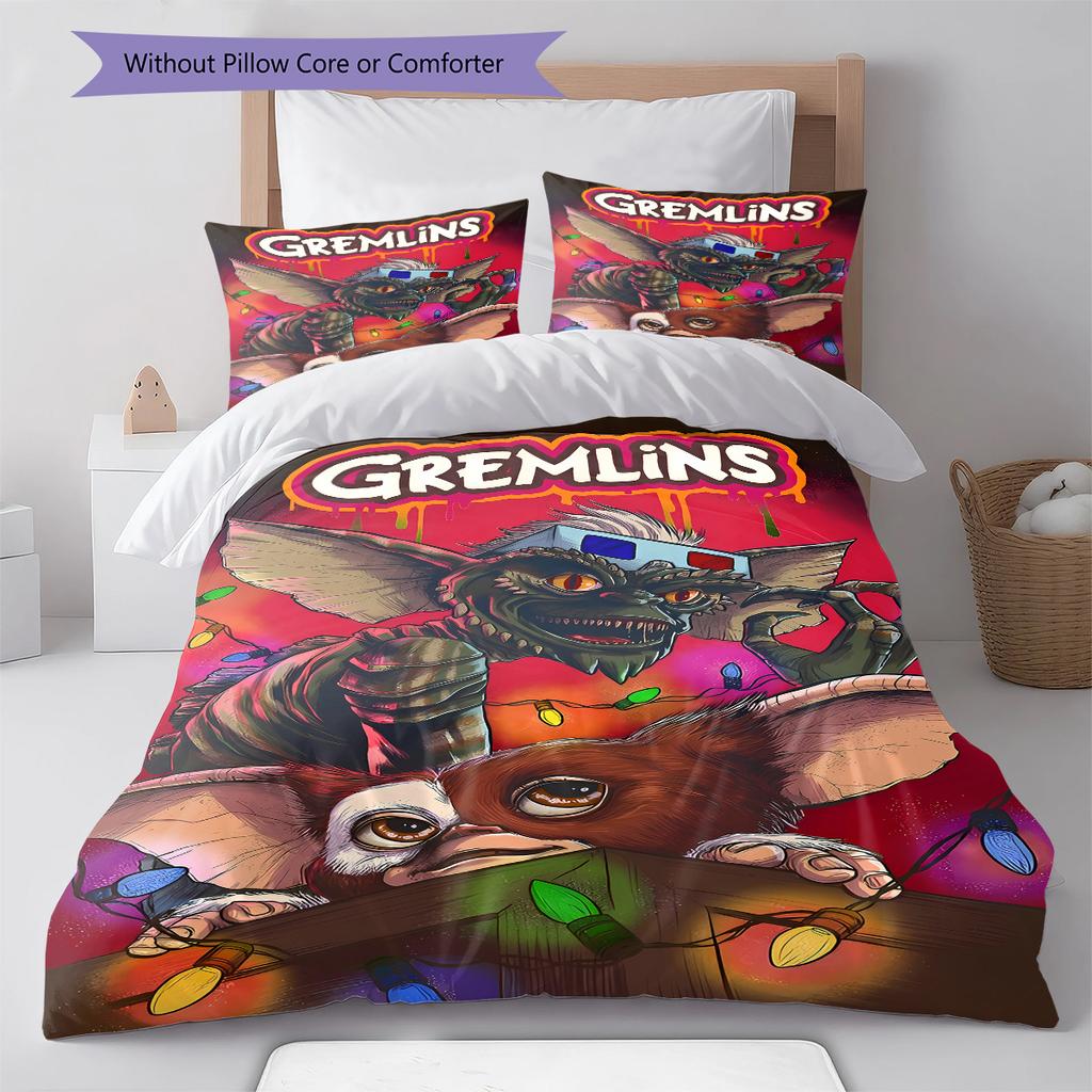 Gremlins Muster Bettwäsche, Steppbett Set Bettbezug Kissenbezug Zuhause Geburtstagsgeschenk (1 Bettbezug + 2 Kissenbezüge, ohne Füllung)