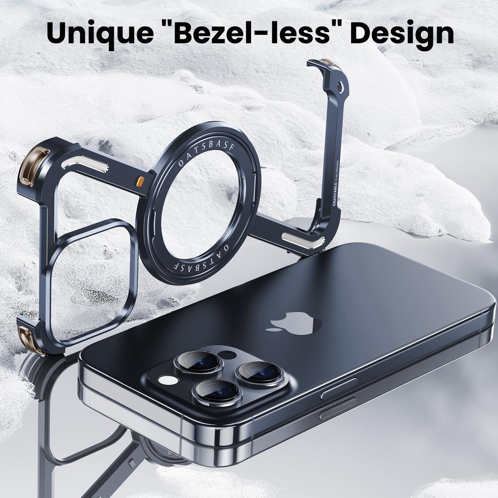 Oatsbasf Z-Form Metall Magsafe Handyhülle für iPhone 12 Pro/Pro Max Handy Schutzhülle Magnetischer Kabelloser Lade Stoßfänger