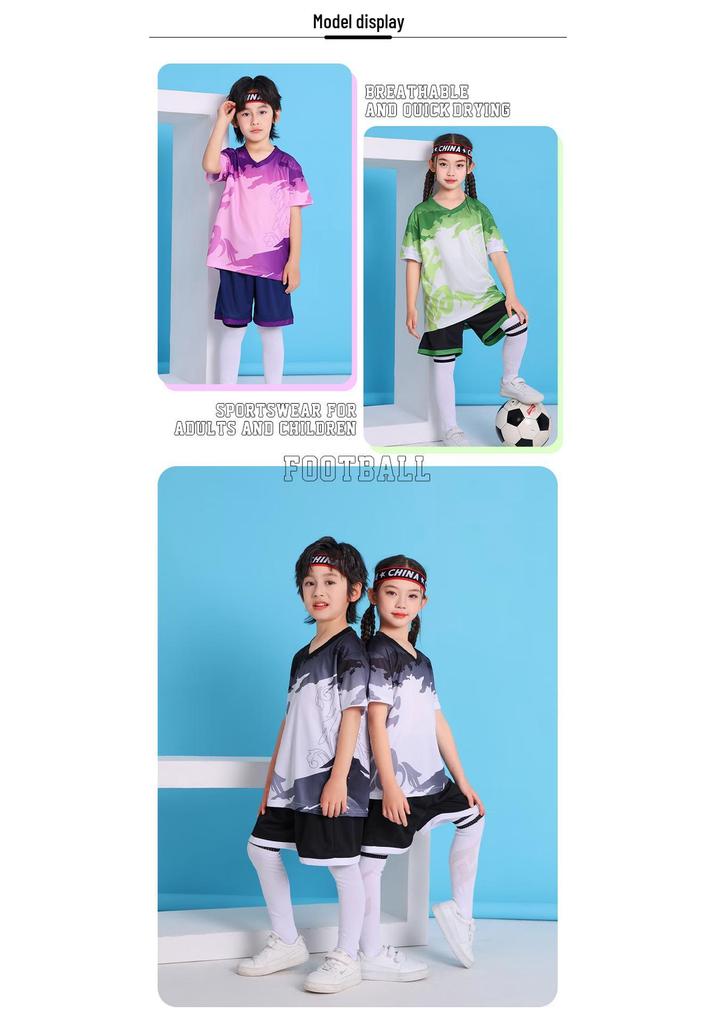 Kids' Quick-Dry Soccer Kit: Boys & Girls Youth Team Training Jersey