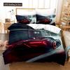 Sport Racing Car Duvet Cover Set Blue Race Car Bedding Set Full Size Boys Blue Flame Extreme Speed Sports Car Comforter Cover
