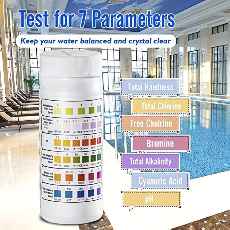 6Combination1Swimming Pool Water Quality Test Strips50Striped Chlorine BrominePHTotal Alkalinity Cyanuric Acid Test Strips for S
