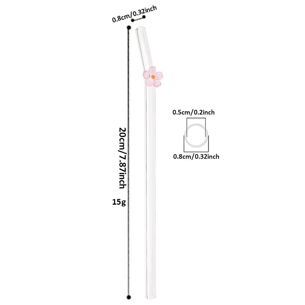 Flower Glass Straws Straight Bend Straws Eco Friendly Reusable Clear Straw for Smoothies Cocktails Drinking Bar Party Tool