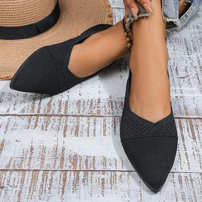 Fashion Stretch Knit Flats Women Spring Loafers Breathable Shoes Casual Pointed Toe  Shoes