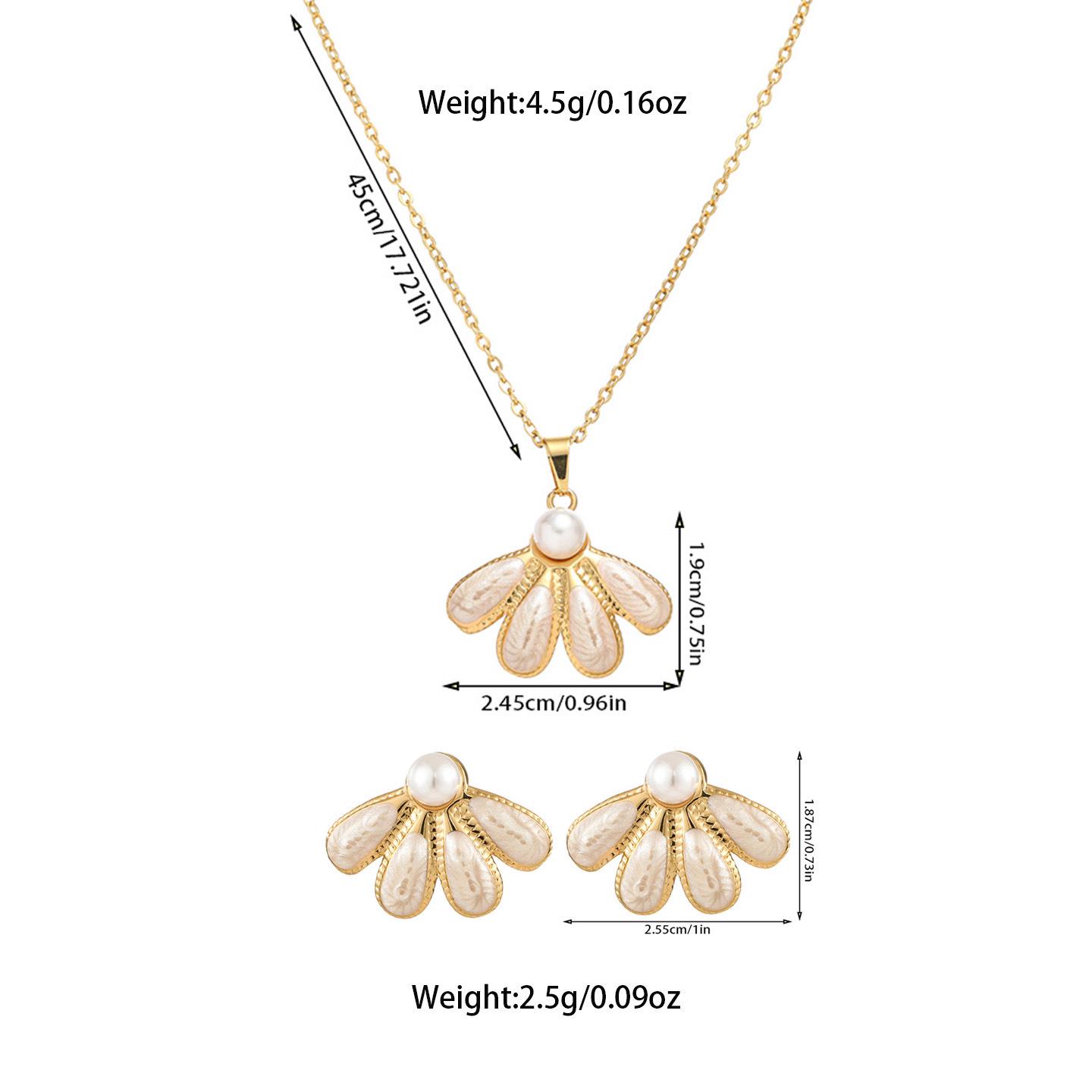 

Petal Titanium Steel Necklace & Earring Set - Colorfast, High-End Jewelry жемчужина белый