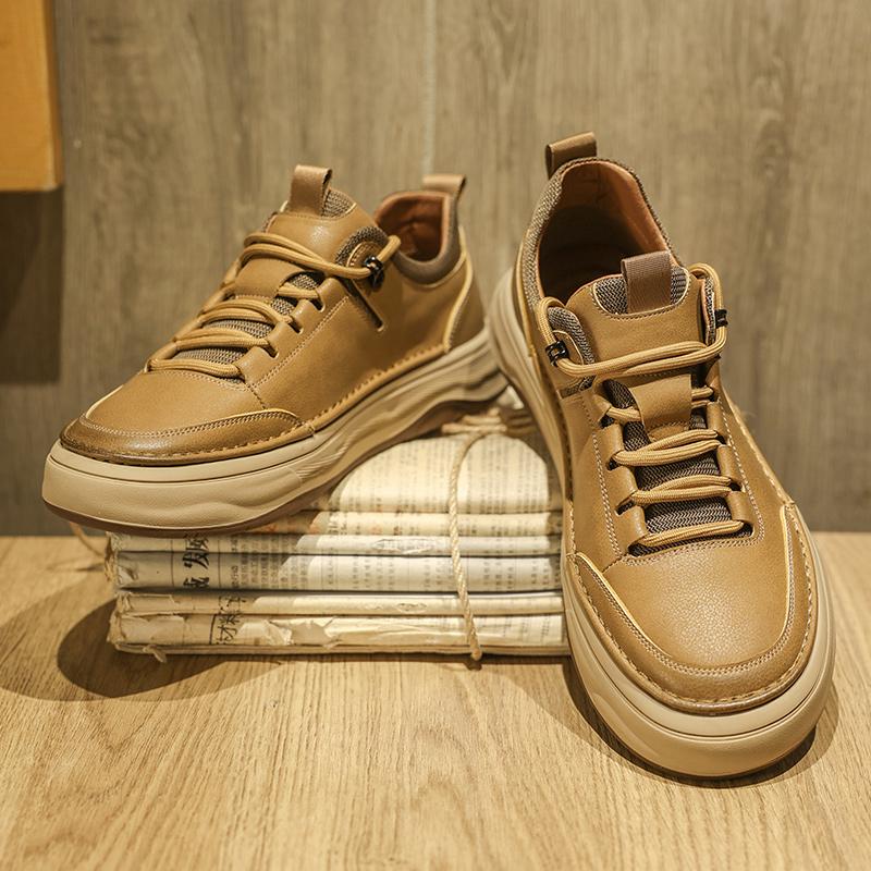 Fashion 2024 Trend Men's Casual Shoes British Style Leather Designer Lace-up Men's Sneakers Classic Versatile Outdoor Comfy Walking Shoe