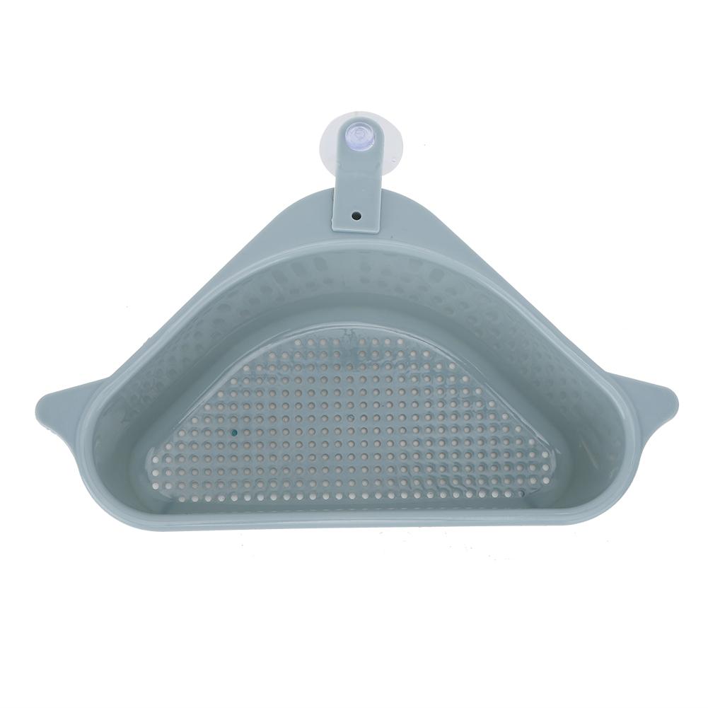 2Pcs Triangular Shape Kitchen Sink Corner Draining Rack Sponge Storage Rack Organizer Blue
