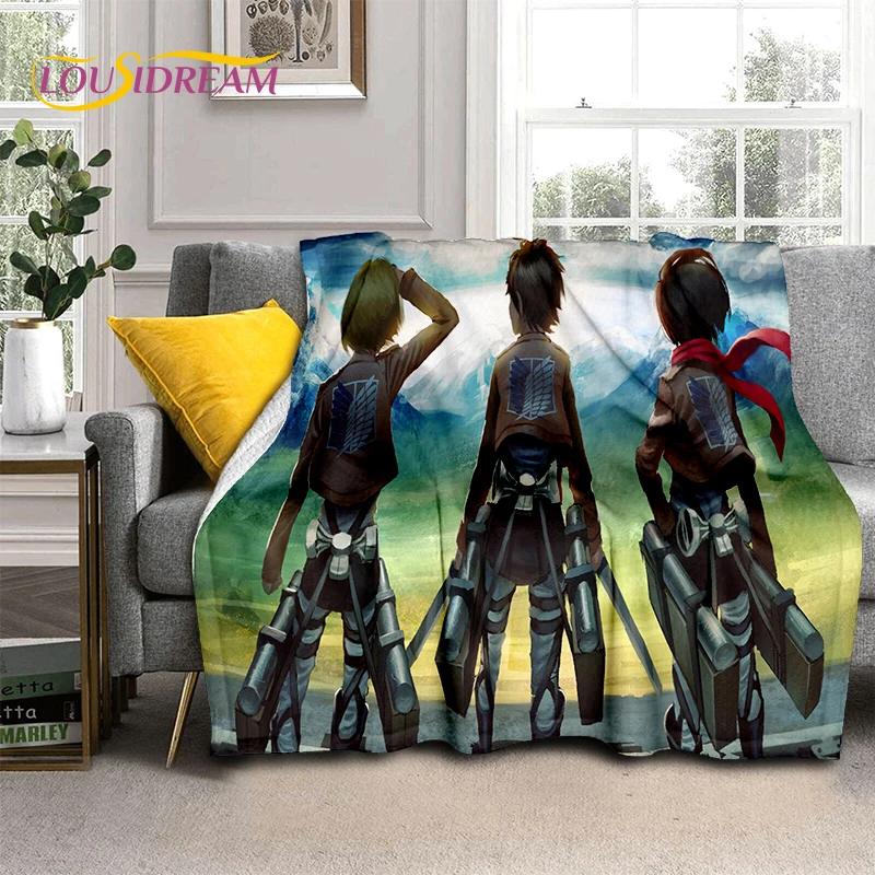 2025 Attack On Titan Eren Anime Cartoon Soft Blankets,Throw Blanket Comfortable Blanket for Picnic Beds Sofa Home Kids Gifts