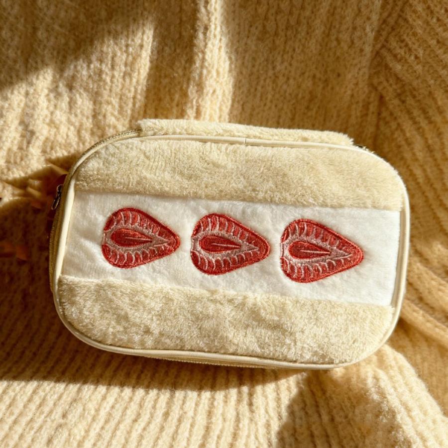 Makeup Bag Strawberry Plush Embroidery Storage Makeup Bag Female Multi-functional High Appearance Value Bag