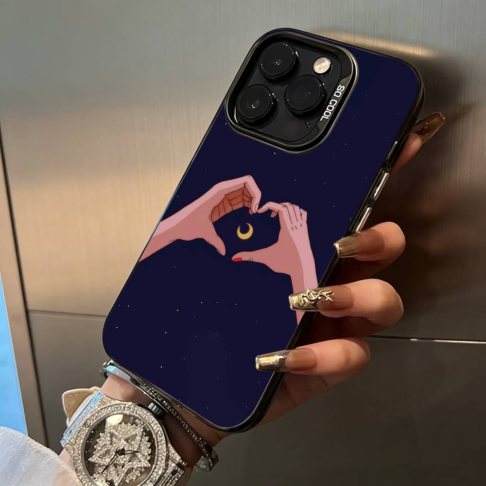 S-Sailor- Moon Phone Case For IPhone17 16 11 12 13 14 15 16 Pro Max Plus Cover Colored Silver Funda Bumber