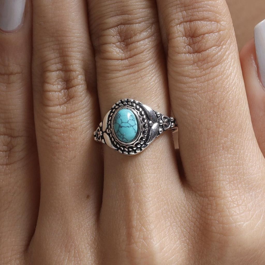 Türkisring, kreativer schmetterlingsförmiger Damenschmuck