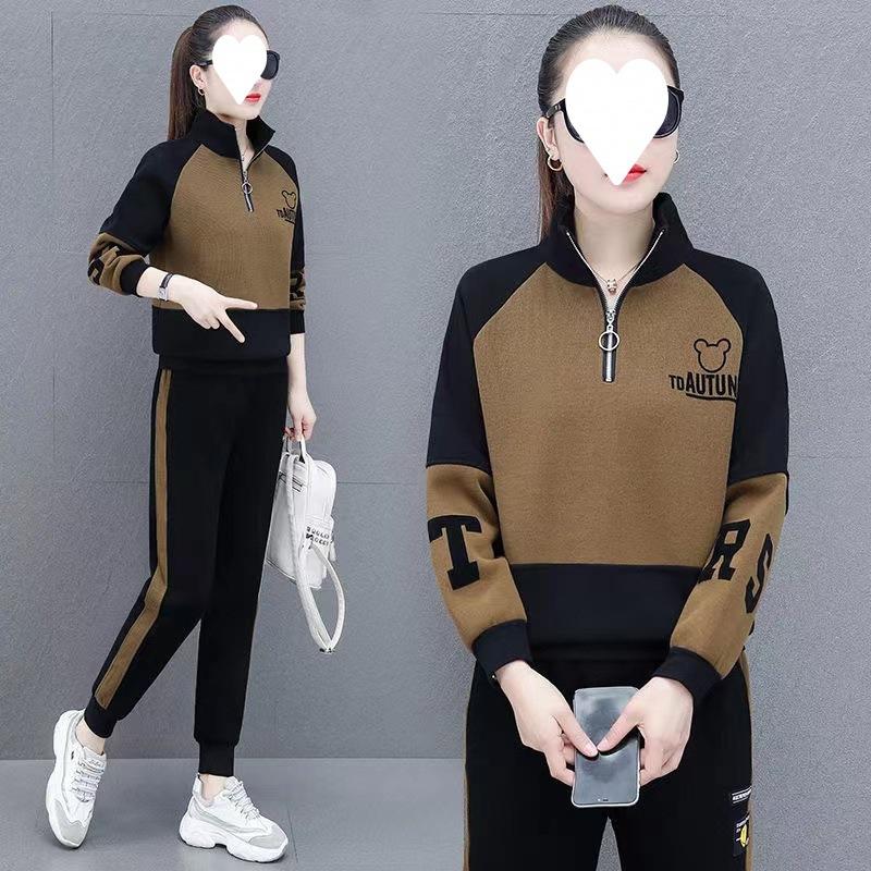 Spring and Autumn Clothing for Middle-aged and Elderly Mothers, Fashionable Casual Sportswear Suits, Women's Sweatshirts, Middle-aged Two-piece Sets