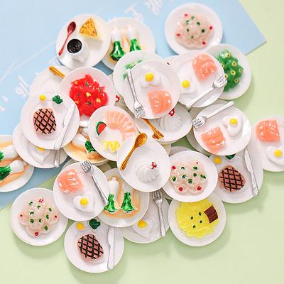 1 Stück Puppenhauszubehör Mini Dim Sum Platte DIY Miniaturlandschaft Feengarten Dekor Spielessen Ornamente