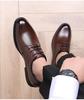 Red Dragonfly Men's Leather Business Shoes - Genuine Cowhide Soft Sole, Ideal for Spring/Autumn Office or Wedding.