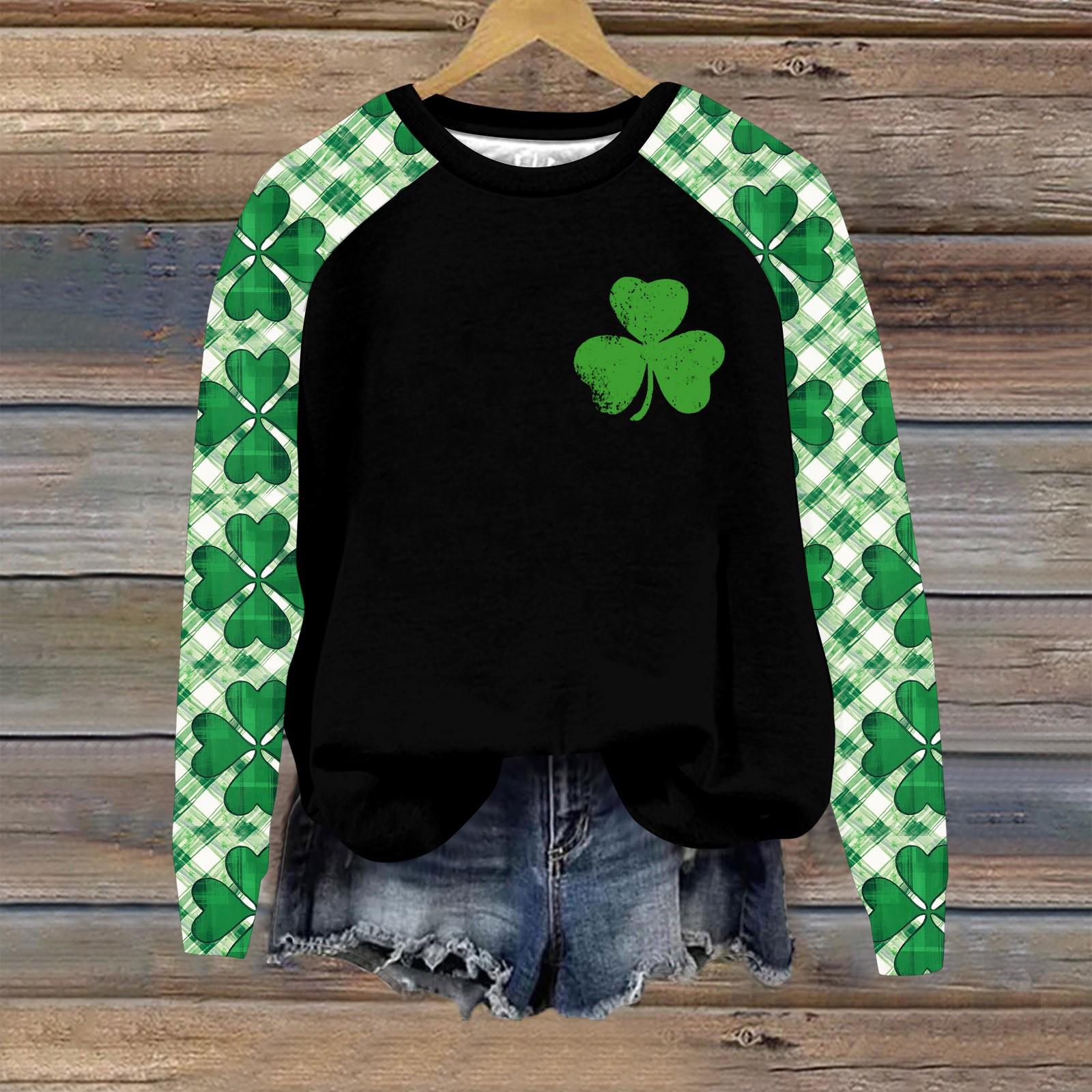 

Женский модный рукав реглан St. Повседневная толстовка с круглым вырезом и принтом ко Дню Святого Патрика XL белый