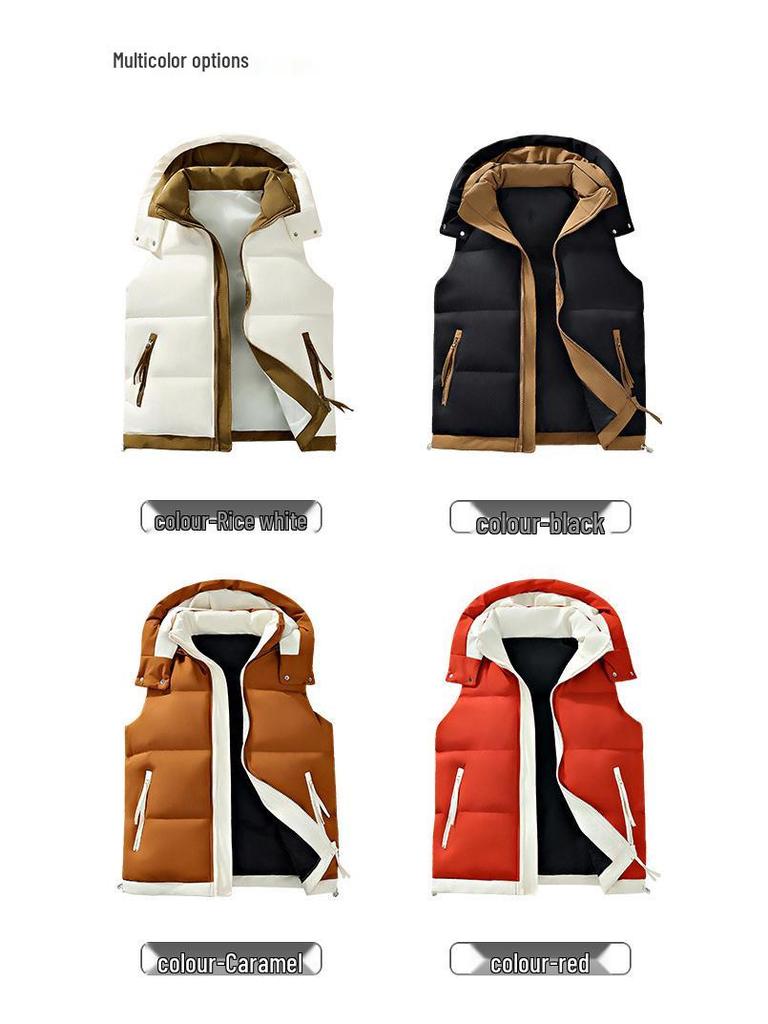 Men's Korean Style Hooded Thickened Cotton Vest for Autumn/Winter - Trendy, Warm Youth Outerwear.