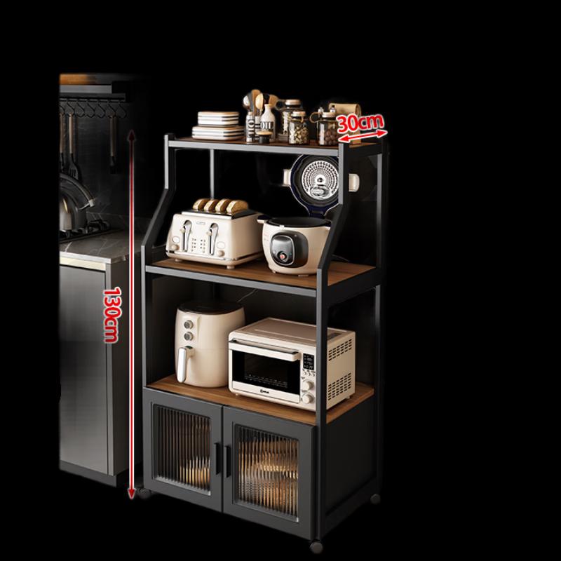 Modern 4-Tier Aluminum Kitchen Storage Cabinet with Doors