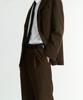 NONBLANK Single-Pleat Wide Fit Jersey Slacks_Dark Brown
