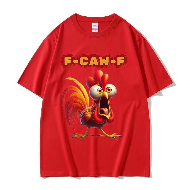 F Caw F Chicken Funny Rooster Meme T Shirt Men Women Vintage High Quality Pure Cotton T-shirts Summer Casual Oversized T-shirt