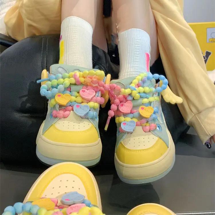 Buty damskie na wiosnę i jesień, w kolorach Maillard, proste, codzienne, damskie, damskie sneakersy na platformie