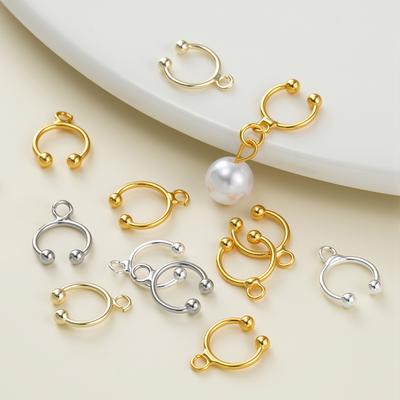 5Piece/Pack14/18K Gold Color Plated Copper Round Ball Earrings Clips for DIY Bracelets Necklace Jewelry Making Accessories