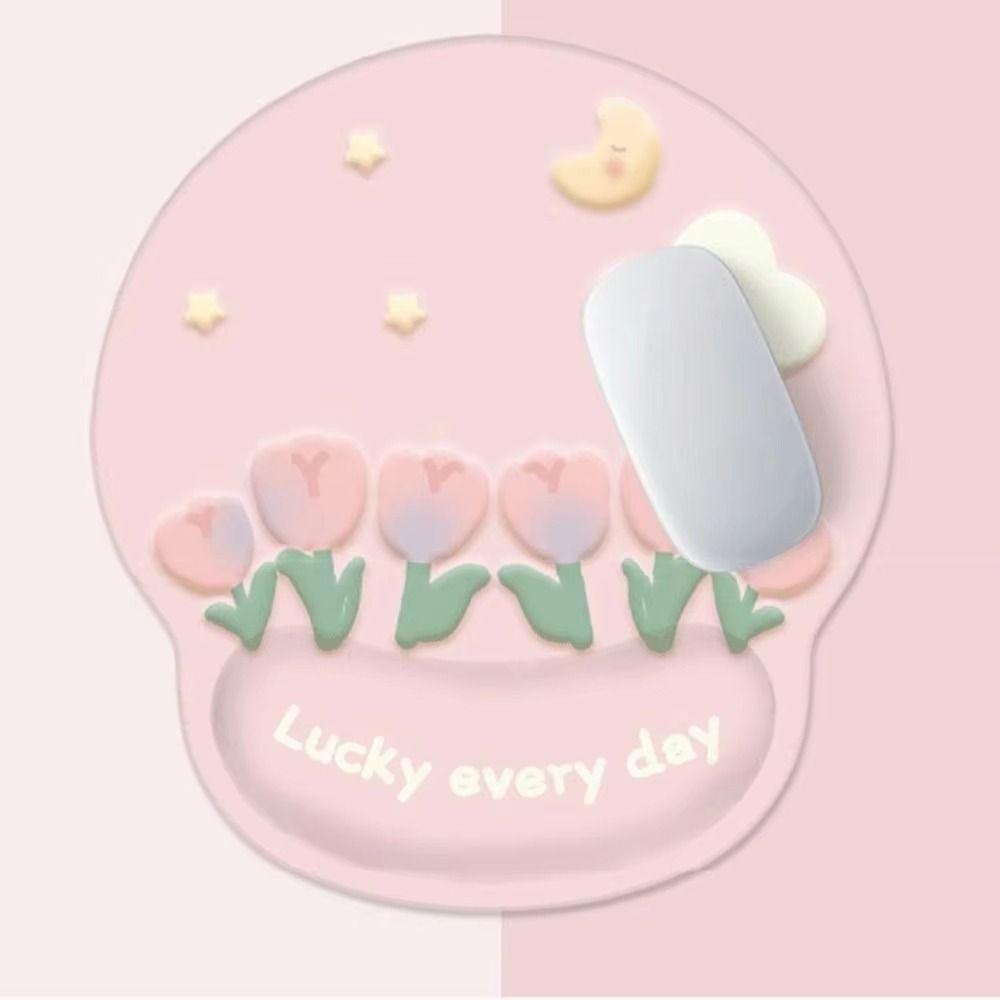 Non-Slip Wrist Rest Mouse Pad Rubber Base Mouse Wrist Rest Convenient Tulip Mouse Pad  Home Decor