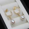 Genuine Natural Freshwater Long Pearl Earrings Woman,Gold Palted Hanging White Pearl Earrings Wife Mother Gift Pink Black
