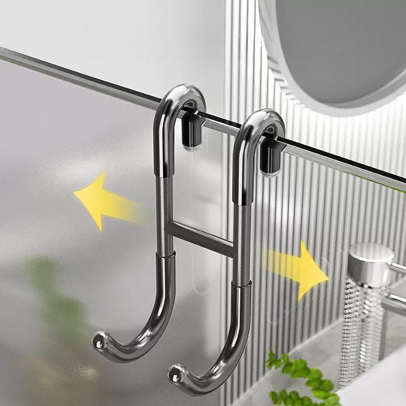 304 Hook Stainless Steel Glass Door Back Hook Hanging Double-Hook Bathroom Metal Non-stick Double-sided S-Hook Clothes-Hook