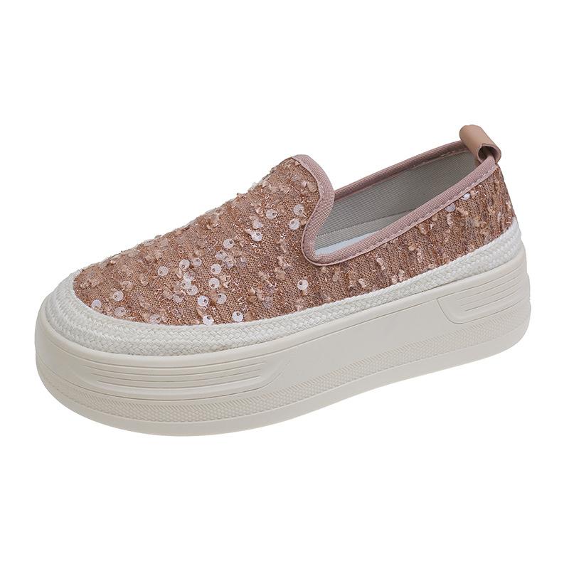 

Spring 2024 new thick-soled heightening loafers women s fashion fish scale lazy shoes versatile casual women s single shoes 40 рожевий