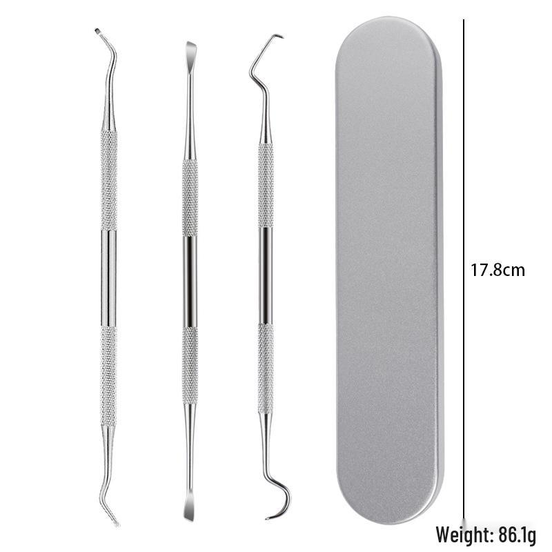Stainless Steel Dental Tool Set: U-Shaped Tongue Scraper, Oral Mirror, and Tartar Remover