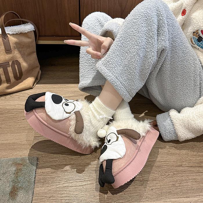Women's cartoon padded cold warm thick bottom lightweight hiking mountaineering waterproof non-slip sports snow boots cotton slippers