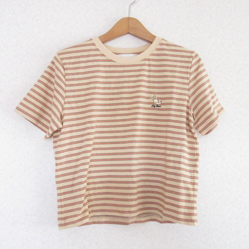 Unused 24AW Lily Brown Relaxed Lily Bear Border T-shirt Short Sleeve Cut and Sewn LWCT244003 F Beige Ladies Old Clothes Used USED