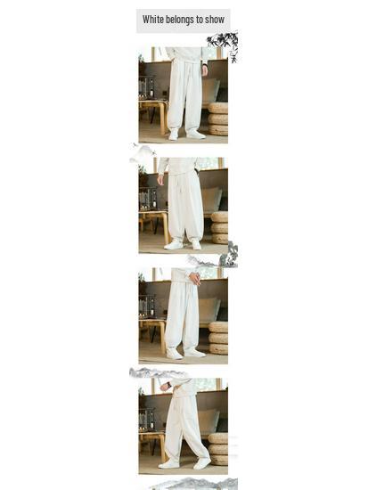 Men's Tai Chi Martial Arts Loose Fit Pants - Chinese Style, Cotton-Linen, Wide Leg, for Spring and Autumn
