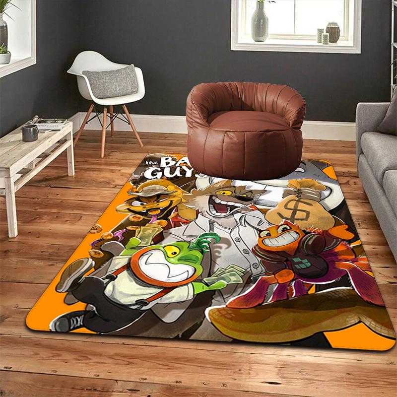 The Bad Guys Theme Rug Floor Mat for Living Room or Bedroom Soft and Comfortable Carpet a Gift for Birthday and Holiday.